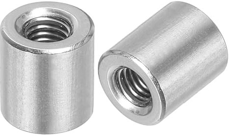 QUARKZMAN 10 Stück M6 Runde Verbindungsmuttern, 304 Edelstahl Kupplungsmutter 12mm/0,47 Länge Hülse Stange Stiftmutter für Halterung, M6x12x10mm