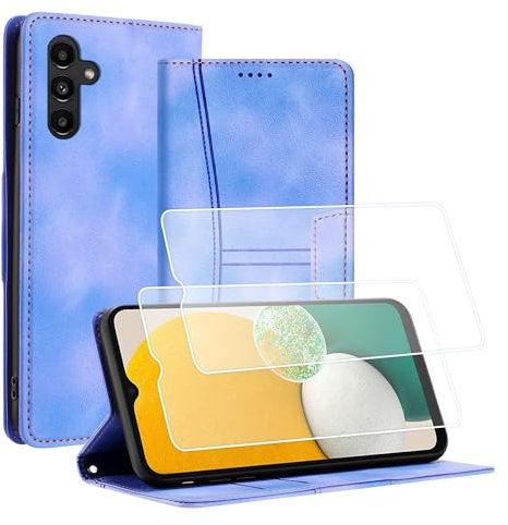 Yihaoyard Custodia per Samsung Galaxy A25 5G in Pelle Premium con Chiusura Magnetica, Slot per Carte e Stand Custodia Pieghevole per Samsung Galaxy A25-2 Vetro Temperato