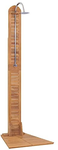 INLIFE Ducha de jardín de madera maciza de teca, 70 x 75 x 204 cm, para casa y jardín, piscinas y spa (15 kg)