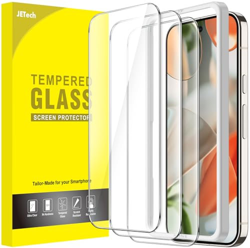 JETech Protector de Pantalla para Google Pixel 9 Pro XL, Cristal Vidrio Templado con Marco de Instalación Fácil, Compatible Huellas Dactilares, HD Clara, 3 Unidades