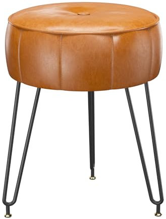 YMYNY Tabouret de Maquillage Pouf Ottoman, Repose-Pieds pour Vanité, Canapé Moderne, Pumpkin Round Ottomane, Multifonctionnel pour Chambre, Salon 32 x 32 x 44CM Orange HBD036J