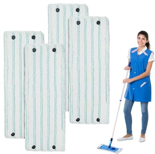 WIYETY Wischmopp Bezug Für Leifheit Clean Twist XL Micro Duo: 4 Stück Hochwertige Mikrofaser, Nass Und Trocken Anwendbar, Für Alle Hartböden (42 x 15.5 cm, Blau-Weiß)