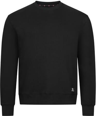 Höhenhorn Felpa da uomo con scollo rotondo, in cotone nero, manica lunga, Regular EU