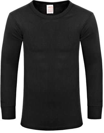 ITRAT® Mens Thermal Underwear Vests Long Sleeve Tops, Thermal T-Shirt Warm Underlayer Winter Thermals Base Layer Clothing Men Vest Top Size S-XXL (Large Black)