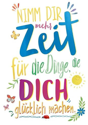 Postkarte Spruch Nimm dir mehr Zeit Glücklich Folienprägung Gutsch