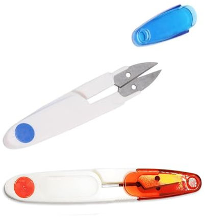 2 Pcs Sewing Snips Thread Cutter Sewing Scissors with Safety Cap Snip Scissors for DIY and Arts Crafts Blue,Red