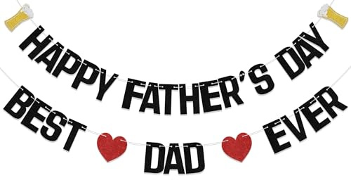 Banner Happy Father's Day Best Dad Ever, Vatertags-Party-Dekorationen, Love You Daddy's Day Hintergrundschild für Vaterparty, Schwarz
