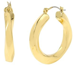 Steve Madden gewebte Twist-Creolen für Frauen, stylischer und leichter Schmuck, vergoldet, mittelgroße Creolen