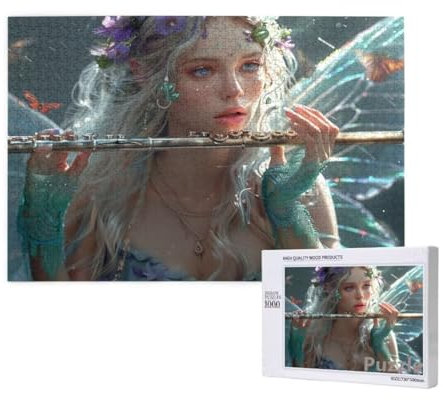 Puzzle 1500 Teile Erwachsene, Elf Puzzle FlöTe Muster Design, Groß Holz Jigsaw 87x57cm Size mit Geschenkboxverpackung for Wanddeko Wohnzimmer, Geschenke für Frauen, Geschenke für Männer,Model113