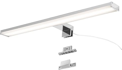 Alpinaluz LED-Spiegelleuchte Chrom – 4000K Neutralweiß – IP44 – Gehäuse aus Aluminium und Halterungen aus Polycarbonat – Montage an Spiegel, Wand oder Möbel (50cm 12W)