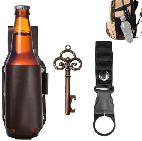 Biergürtel Bierhalter, BierHolster FüR Herren Vintage Leder, Inklusive FlaschenöFfner Bier Geschenk FüR Herren, Freisprechen Auf Partys, Grillen, Camping（Bier ZubehöR）