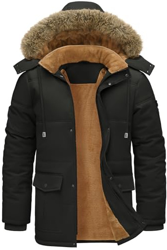 Lonya Parka Hombre Invierno Repelente al agua Chaqueta Forro Polar Giacca Cálido Abrigos Cortavientos Casual Giacche con Cappuccio