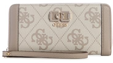 GUESS Geldbörse Karnilla Logo Large Zip Around Wallet Dark Taupe Logo