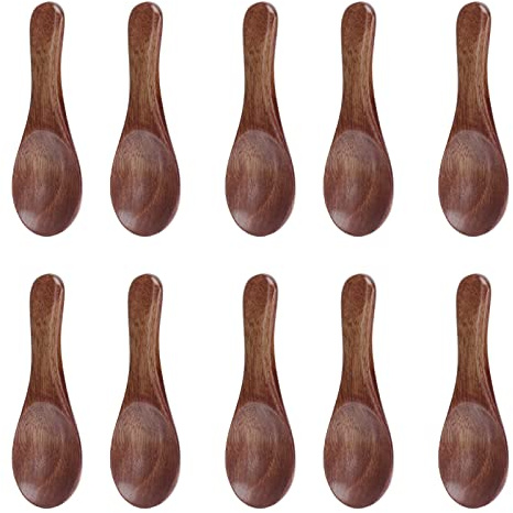 10PCS Small Wooden Spoons, 3.2 Inch Mini Wooden Spoon Honey Teaspoon Little Teaspoons for Seasoning Oil Coffee Tea Sugar Kitchen Supplies