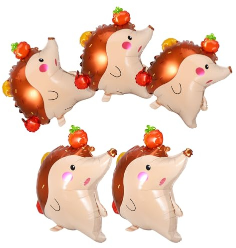 5 Stück Folienballon Igel, 68,5x56,5x0,1cm, Niedlich, Cartoon | Aluminiumfolie mit Selbstverschlussventil, Dicht Versiegelt, für Partyhintergrund und Tischdekoration, Garten, Babyfotos