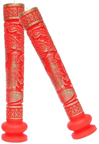 ORFOFE Chinesische Hochzeitskerzen Drachen und Phönixkerzen Paar Rot Filigranes Design Festliche Dekoration Hochzeitssaal Zubehör