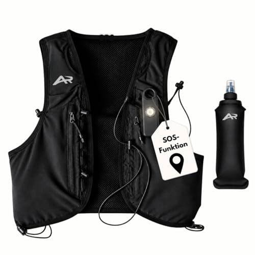 AeroRun® Laufweste für Damen & Herren mit Licht, SOS-Funktion GPS & Trinkflasche | ultraleichte Trinkweste 500 ml | Laufrucksack & Trinkrucksack zum Laufen | Running Vest Joggen & Trailrunning