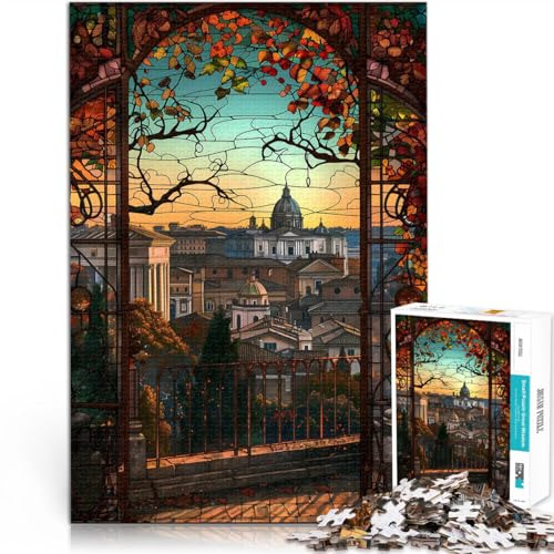1000 Teenager-Teile-Puzzle Schwierig und herausfordernd Roms Dämmerungsansicht mit vollständig ineinander greifenden, zufällig geformten Teilen38x26cm