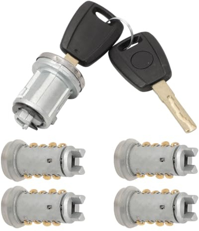 Konuooer Set cilindri serratura portiera auto (4 serratura della + blocchetto accensione) 71771348 Compatibile con Fiat Panda Punto Doblo 500 e Alfa Romeo 156