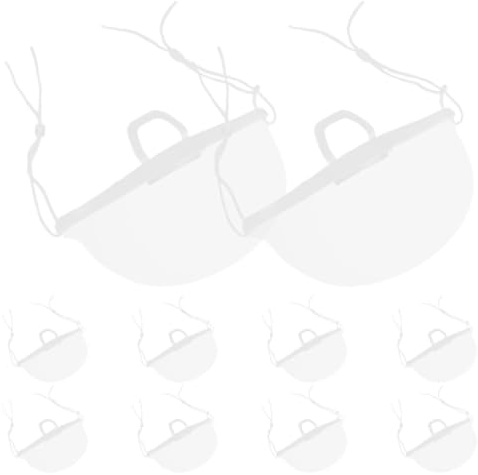 Parliky Reusable Anti-Fog Mouth Shield 10pcs Transparent Nose Guard Protective Plastic Spit Mask for Kitchen and Catering Staff