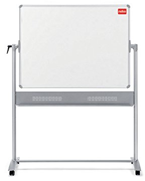 Nobo Mobile Magnetische, Trocken Abwischbare Tafel/Graue Filz-Pinnwand, Doppelseitig und Horizontal Drehbar, 1200 x 900 mm, Weiß, 1901043