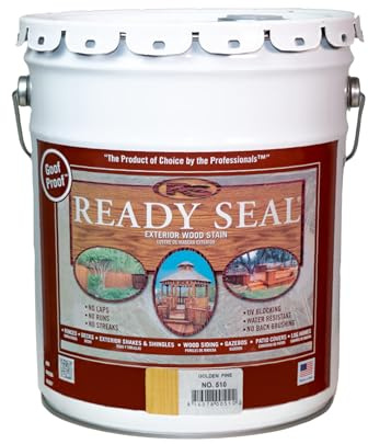 Ready Seal Exterior Wood Stain | Semi-Transparent Oil-Based Formula | Professional Grade Stain and Sealer in One | Ideal for Decks, Fences, Pergolas, Wood Siding & More | 5 Gallon | Golden Pine