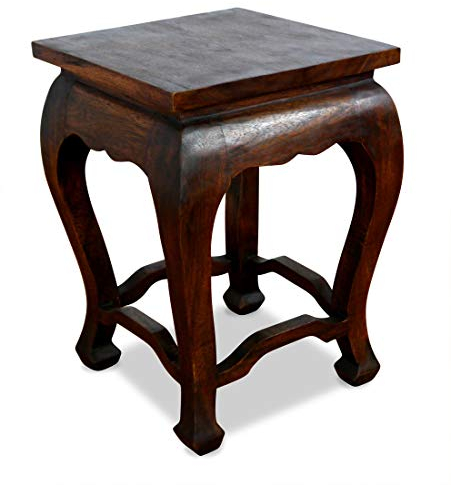livasia Opiumtisch aus Massivholz – 36x36x50cm – Handgeschnitzter Beistelltisch Holz aus Thailand, Nachhaltig und Zeitlos, Setzt Stilvolle Akzente als Kleiner Tisch (Dunkelbraun)