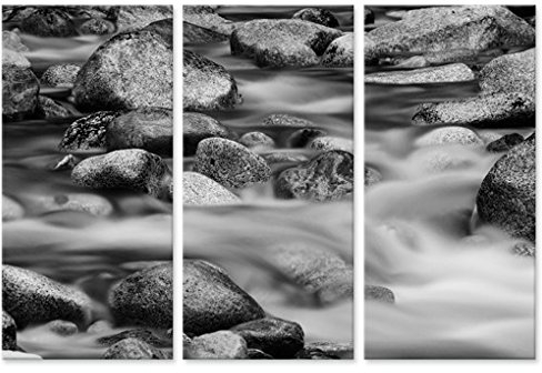 Leinwandbild Fluss in Kanada II Triptychon I Natur Wasser Steine Amerika, Leinwand, Leinwandbild XXL, Leinwanddruck, Wandbild