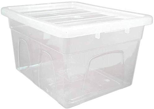 FINE STAR 5 x 35 Litre Clear Plastic Storage Boxes With Lids Set of 5, Strong Multipurpose Stackable Plastic Storage Box With Lid 35L Clear Containers For Home, Kitchen, Garage, Office