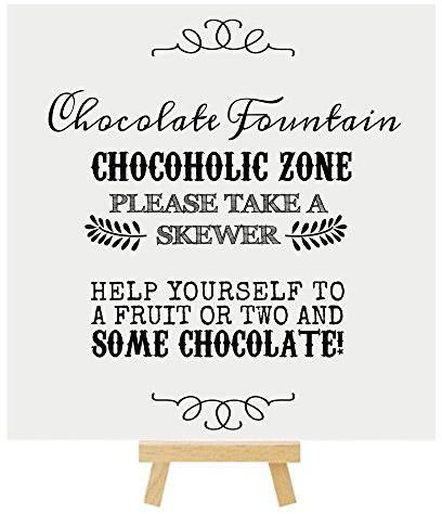 Small Chocolate Fountain Table Sign with Mini Wooden Easel (E11)