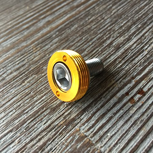 Unbekannt Kurbelschrauben farbig mit Alukappe Vierkant Innenlager MTB/Road Tuning Caps Axle Bolts (Gold)