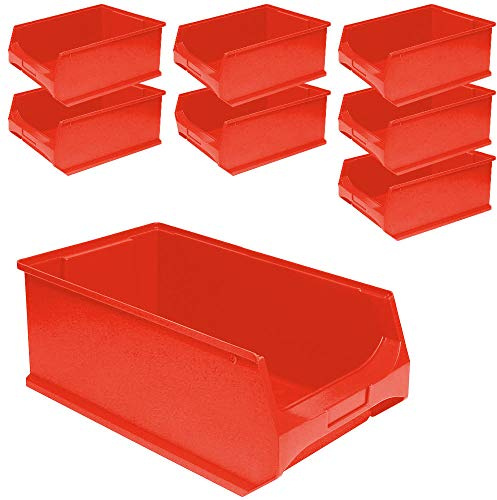 BRB 8x Sichtbox PROFI LB 2, LxBxH 500x300x200 mm, Inhalt 21,8 Liter, rot