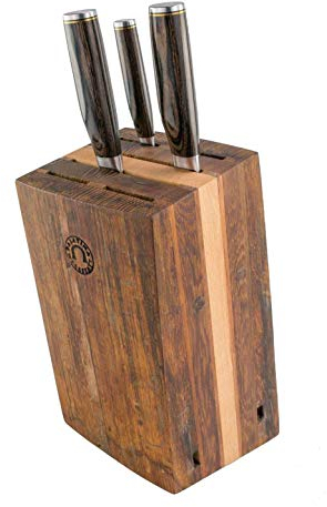 Palatina Werkstatt ® handgefertigter Messerblock aus Alten Fassdauben | + 3 Kai Shun Damastmesser aus der Tim Mälzer Serie | TDM-1701 (Allzweckmesser) | TDM-1702 (Santoku) | TDM-1706 (Kochmesser)