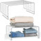 mDesign 2er-Set Drahtkorb für den Kleiderschrank – moderner Schrank Organizer mit 2 Ebenen für Kleideraufbewahrung aus Metall – Allzweckkorb für Schlafzimmer, Küche, Flur und Büro – silberfarben