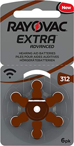 Rayovac Typ 312-30 Stück Extra Advanced Zink Luft Hörgerätebatterie mit 2 Stück LUXTOR® Reinigungstücher (30x Typ 312 braun)