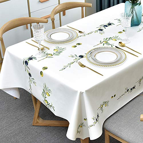 Plenmor Wachstuchtischdecke Plastik Tischdecke Wetterfest, Wachstischdecke Table Cloth Waterproof Wachstuch Rechteckig für Küchen, Party, Outdoor (Oliven, 137 x 275 cm)