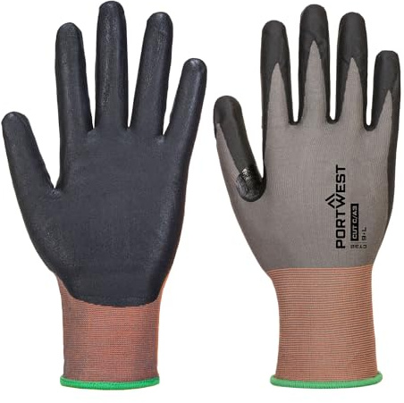 Portwest CT32 CT MR Schnittschutzhandschuh Atmungsaktives Nahtloses Futter | Grau/Schwarz, L, OEKO-TEX, EN 388 (4X31C), EN ISO 21420 Fingerfertigkeit 5, Polyester Atmungsaktiv Bau, Schnittfest
