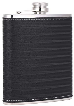 TANEAXON Flasque à Whisky en Acier Inoxydable Grande Capacité avec Emballage en Cuir Motif 3D Noir 530 ml