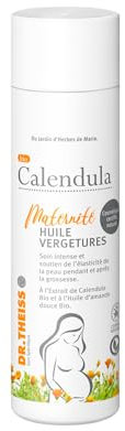 Dr Theiss - Bio Calendula Maternité, Huile Vergetures - Protection et Élasticité de la Peau - Aux Huiles de Noyau d'Abricot, d'Amande Douce et Tournesol - 200ml