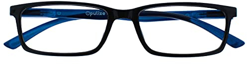 OPULIZE See - Occhiali da Lettura Filtro Luce Blu Montatura Stretta Cerniere a Molla Migliorano il Sonno Gaming Computer Anti Riflesso Nero Uomo Donna B9-1+1.00