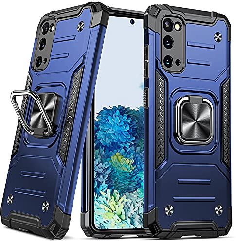 DASFOND Armor Hülle für Samsung Galaxy S20 5G Case mit Kameraschutz Militär Stoßfest Handyhülle [Upgrade 2.0] 360 Grad Metal Ring Halter Ständer Schutzhülle [für Handyhalterung Auto Magnet], Blau