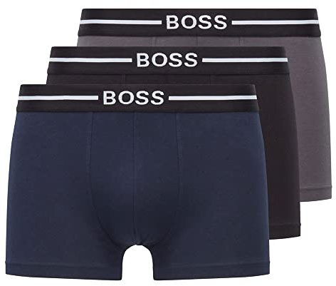 BOSS Herren Trunk 3P Bold Dreier-Pack Boxershorts aus Stretch-Baumwolle mit Logo und Streifen