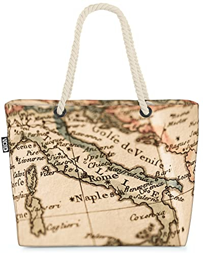 VOID Italien Landkarte Map Strandtasche Shopper 58x38x16cm 23L XXL Einkaufstasche Tasche Reisetasche Beach Bag