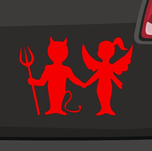 Engel und Teufel Aufkleber -6 Größen 21 Farben- Himmel Hölle Freunde Angel Devil