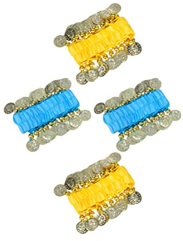2 Paar Bauchtanz Armband Armband Bauchtanz Armreif Fußkettchen Chiffon Handgelenk Manschette Bauchtanz Kostüm Zubehör für Frauen Mädchen Halloween Drama Schauspieler Klasse