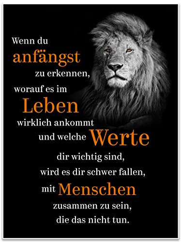 wandmotiv24 Poster als Wanddeko, Größe 80x60cm, Werte, Löwe, Schwarz, Erfolg, Moderne Wanddeko, Wandbilder, Deko, Bild M0160