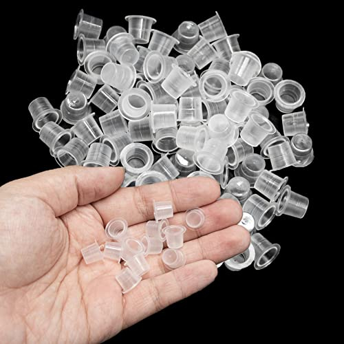 Ink Caps Cups, 100 Stück Einweg-Tintenkappe, Kunststoff-Tintenbehälter für mittelgroße Tinten-Pigmentbecher, 9 mm