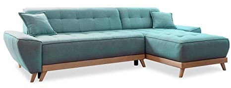 MIUFORM Ecksofa mit Schlaffunktion und Bettkasten Wendbar Wohnladschaft | Dazzling Daisy | Wohnladschaft Couch Schlafcouch (Türkis)