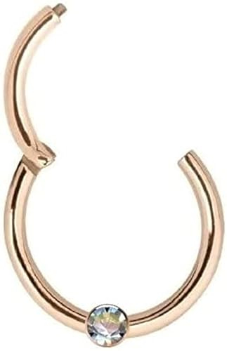 Generisch PIERCING CLICKER Ring 8 mm I Echt 750 Rosegold mit echtem Diamant I Intim Helix Septum Conch Tragus I 48002-8
