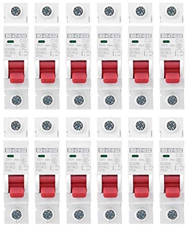 12 Stück DC Leitungsschutzschalter, DZ47-63Z-1P-10A Miniatur Leitungsschutzschalter DC 250V 1P Air Switch Circuit Protection für Solar PV Anlage und Wohnmobil (10 A)
